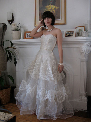 Guess how much this amazing vintage wedding dress cost this lovely lady