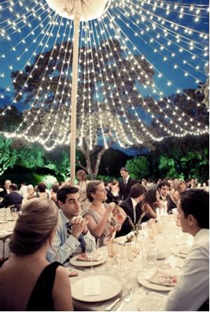 I am a big fairylight fan This canopy is gorgeous via Once Wed 
